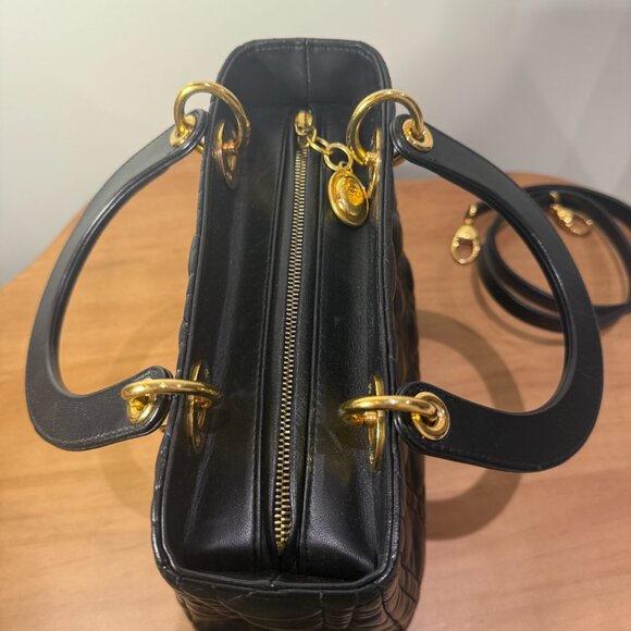 Dior Lambskin Cannage Medium Lady Dior Black Gold Hardware - Picture 8 of 16